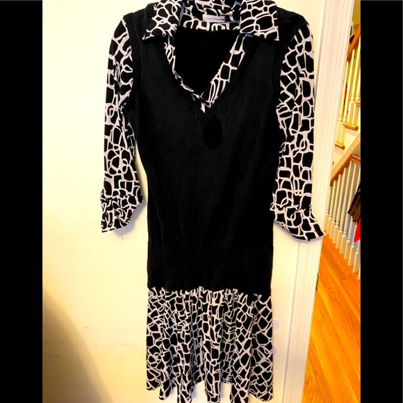 Black and white patterned Calvin Klein dress - Picture 1 of 5